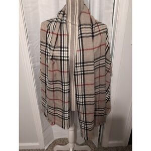 V. FRAAS Cozy Camel Red Black Plaid Open-Front Poncho Wrap Shawl Cape Fall